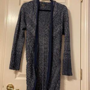 Style&Co Blue and white sweater jacket w/trim